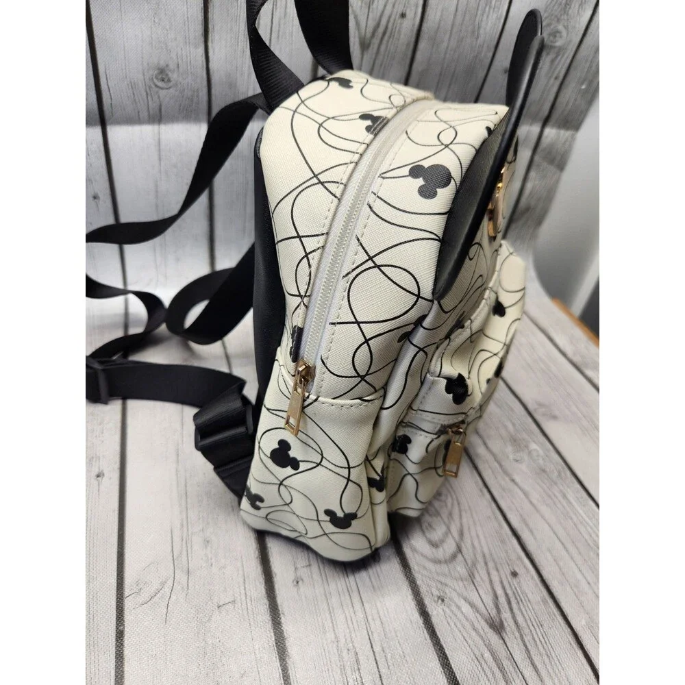 Disney Mickey Mouse Mini Backpack White Black Scribble Line Art 3D Ears Bioworld